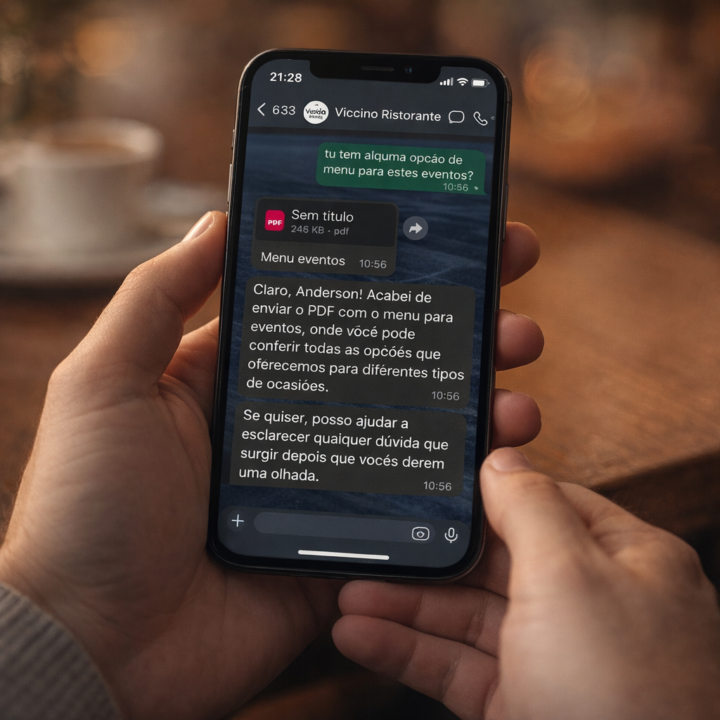 Smartphone com atendimento RaizPro